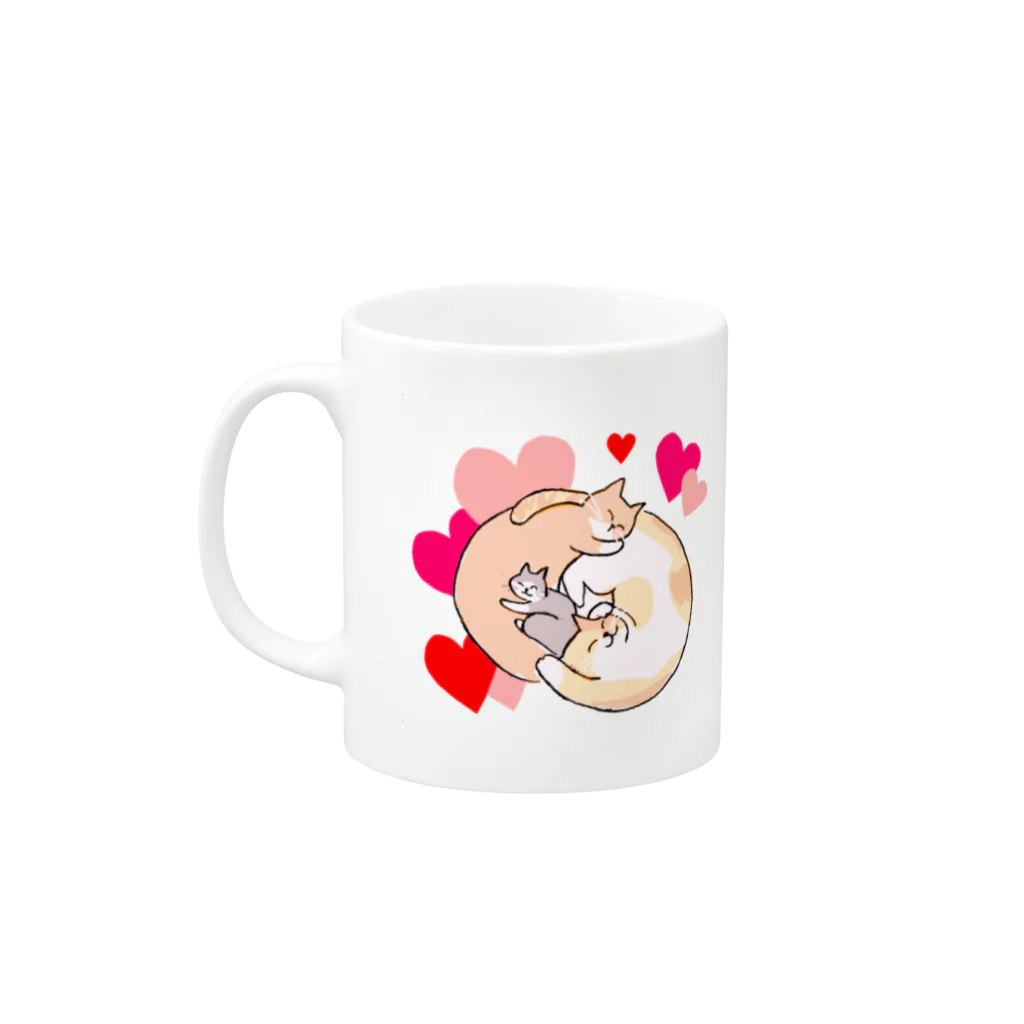 SHINOBU LABORATORY.の3にゃんず(Heart) Mug :left side of the handle