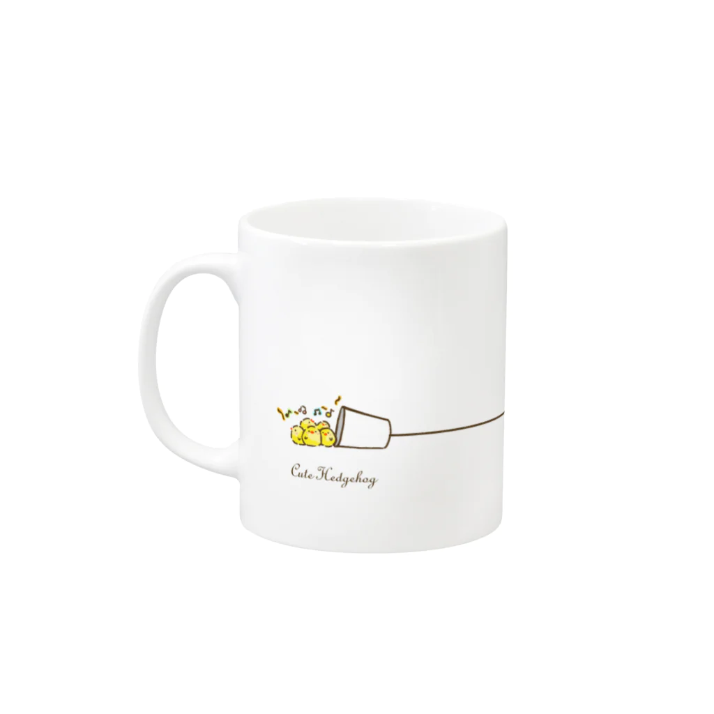 ハリネズミのだだちゃまめ(•ಲ•ʔ⋛⋛)و ̑̑のハリネズミさんの糸電話マグカップ Mug :left side of the handle