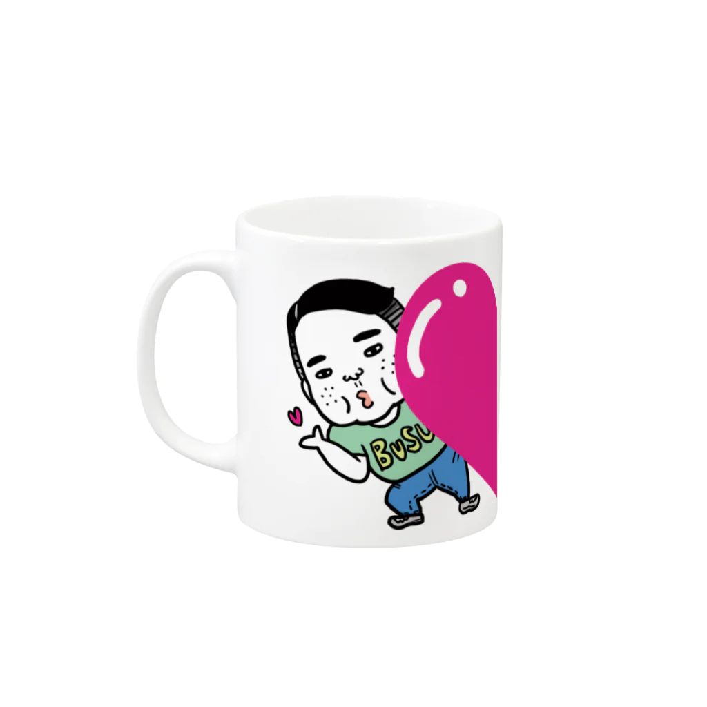 憎めないブス男ペアハートマグ Mug by キャロライン企画