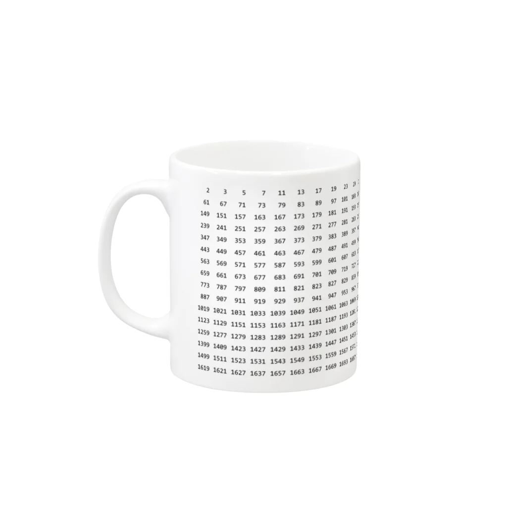 素数屋の素数とロゴ Mug :left side of the handle