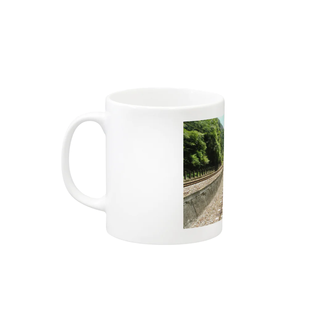 だるまの駅舎と線路と… Mug :left side of the handle