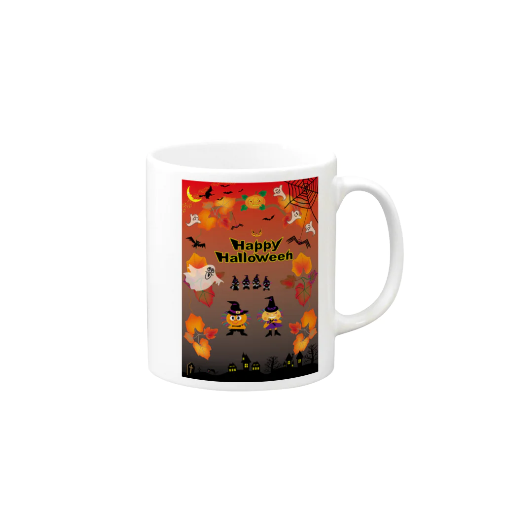 ジルトチッチのデザインボックスのクレコちゃんのハロウィン大仮装パレード Mug :right side of the handle