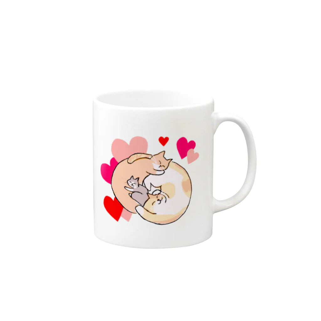 SHINOBU LABORATORY.の3にゃんず(Heart) Mug :right side of the handle