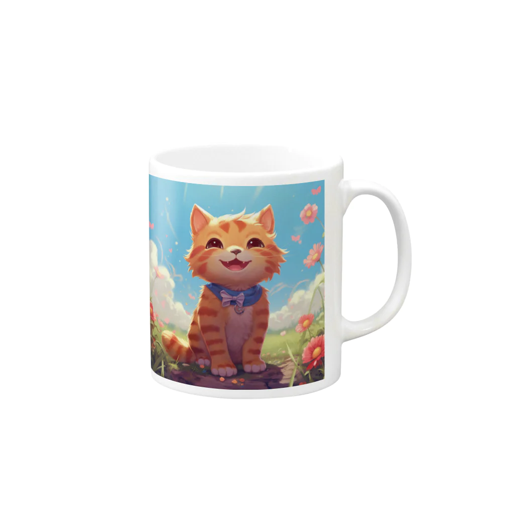 ネオン街/Neon Streetの魔法猫TIYCHA Mug :right side of the handle