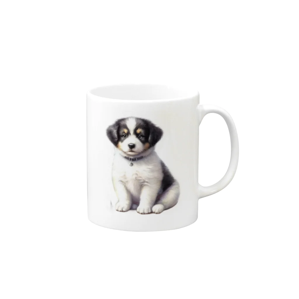 pondLeisurelyの愛らしい子犬 Mug :right side of the handle