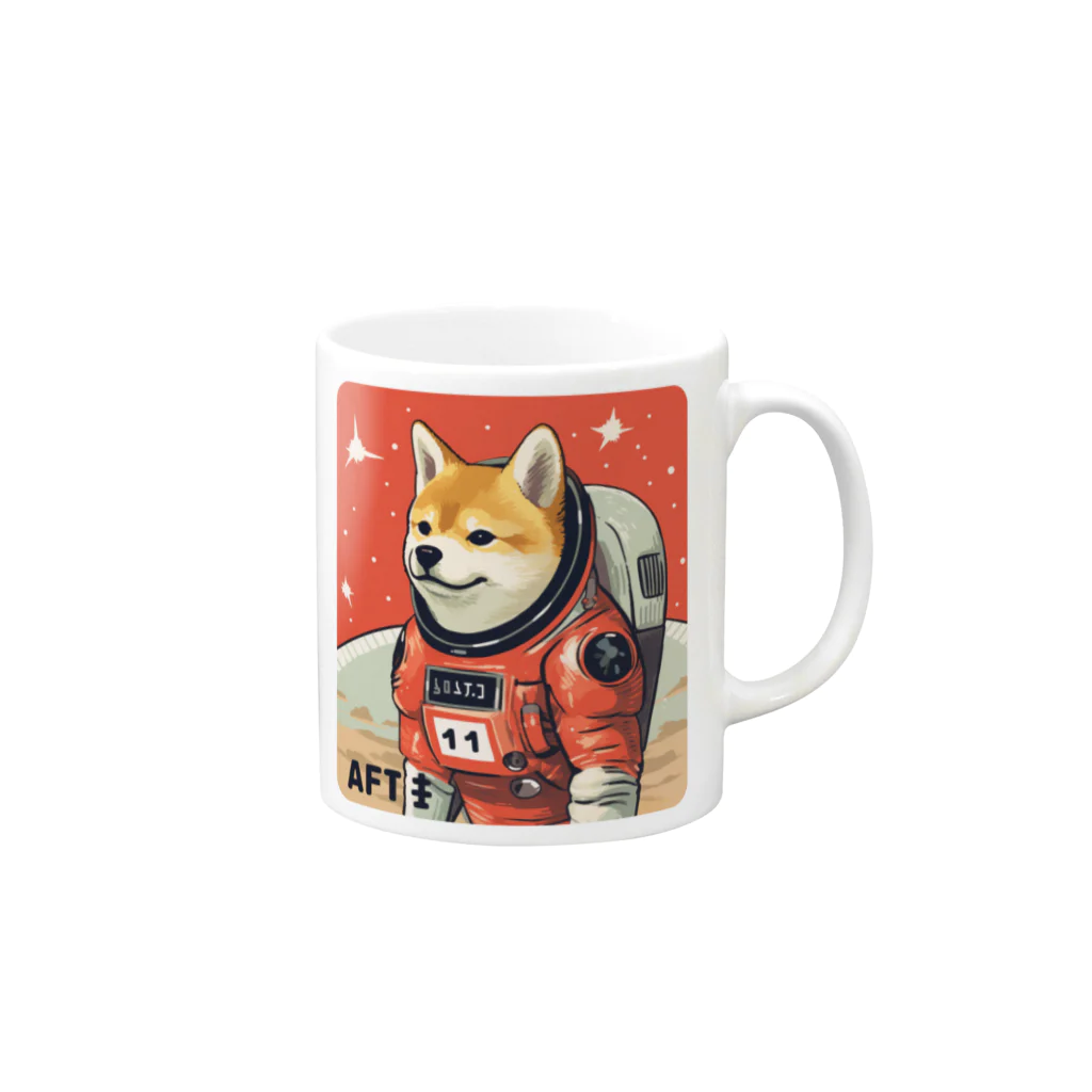 スペースドッグ・ラボのスペース柴犬探検隊 Mug :right side of the handle