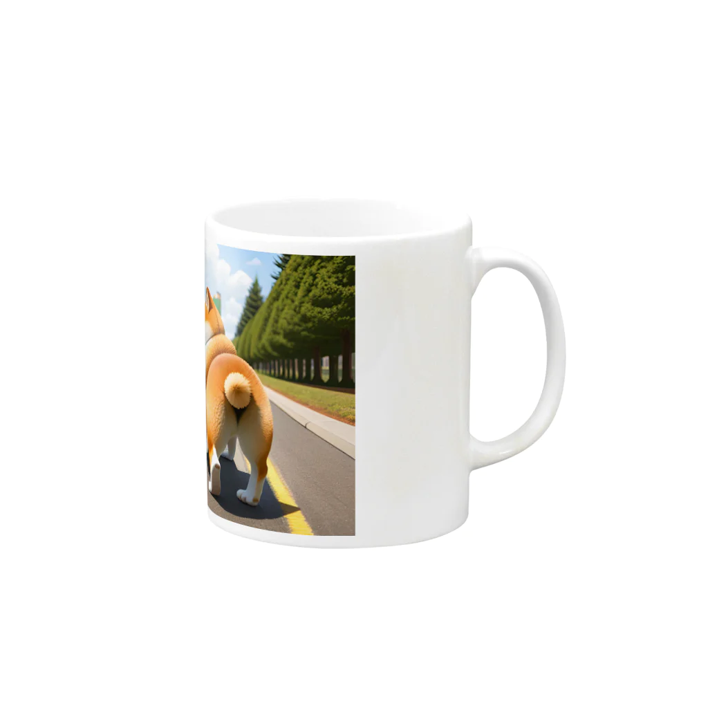 shIbaのおしりは見せて顔は見せてくれないシバ Mug :right side of the handle