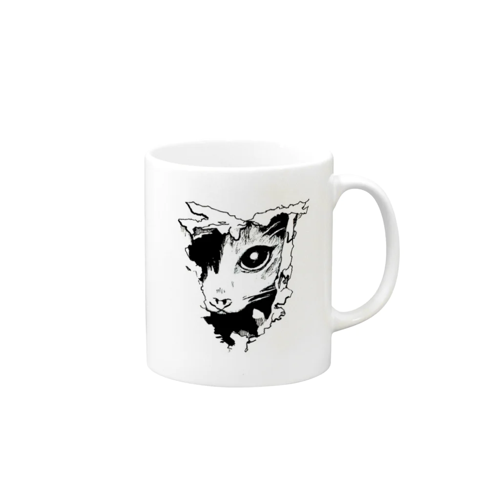 おかか工房のみてるねこ Mug :right side of the handle