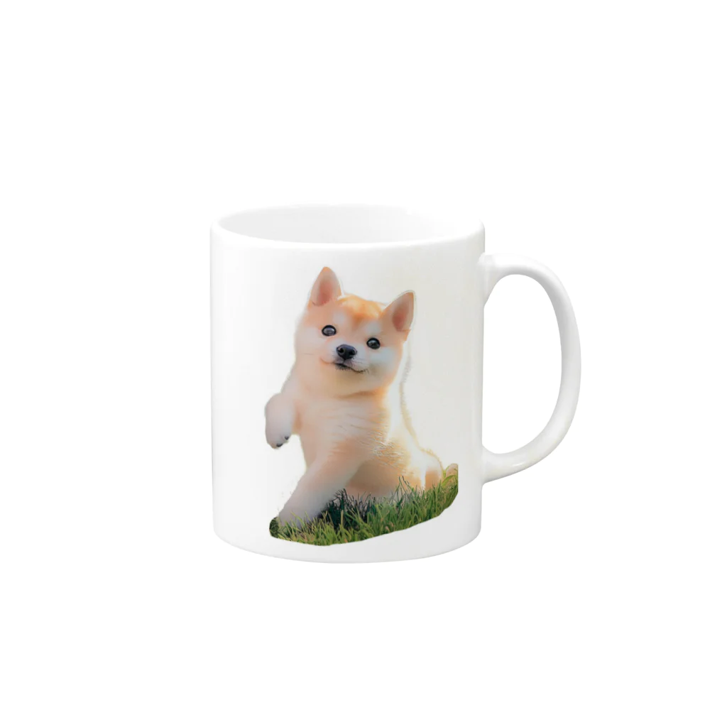 癒しの箱庭の柴犬の子犬の癒しマグカップ Mug :right side of the handle