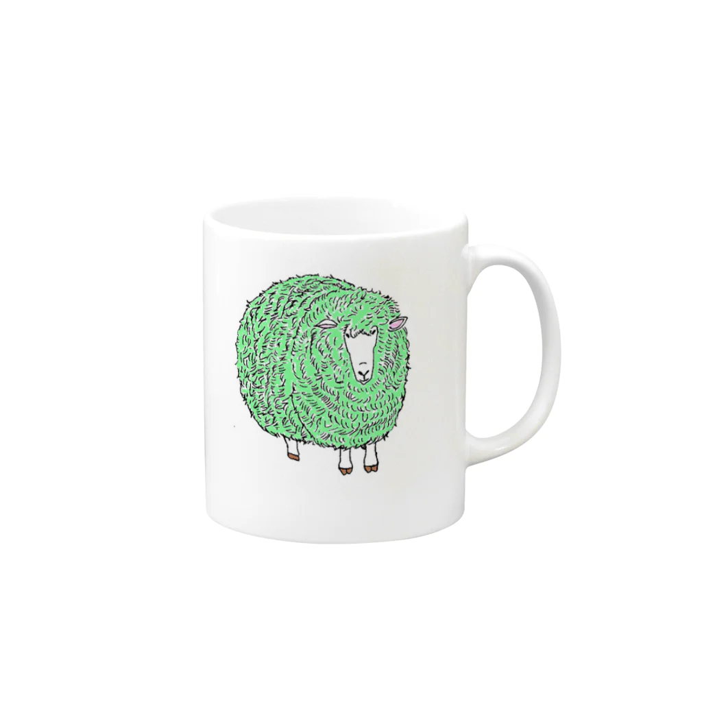 toyokoのひつじメルヒェン（緑） Mug :right side of the handle