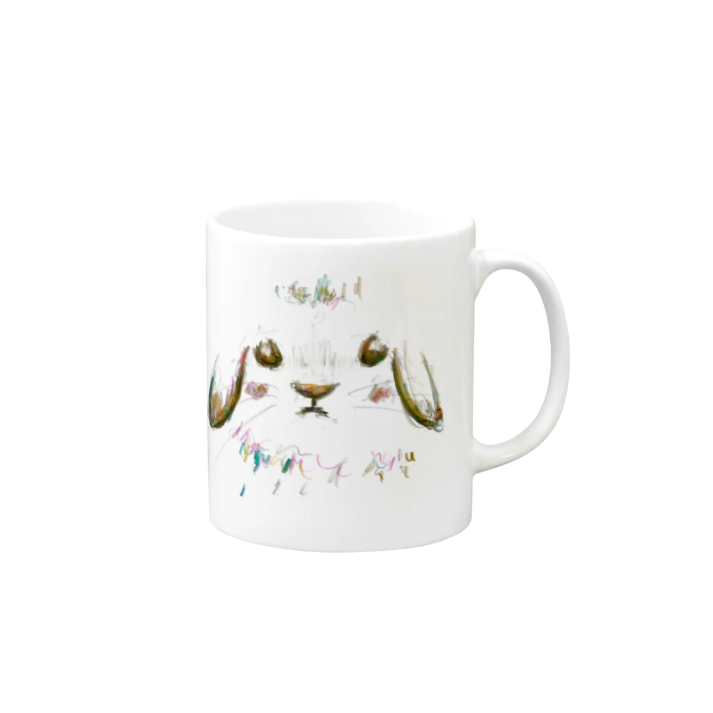 tomorebiのしずかな守り手｜垂れ耳うさぎ Mug :right side of the handle