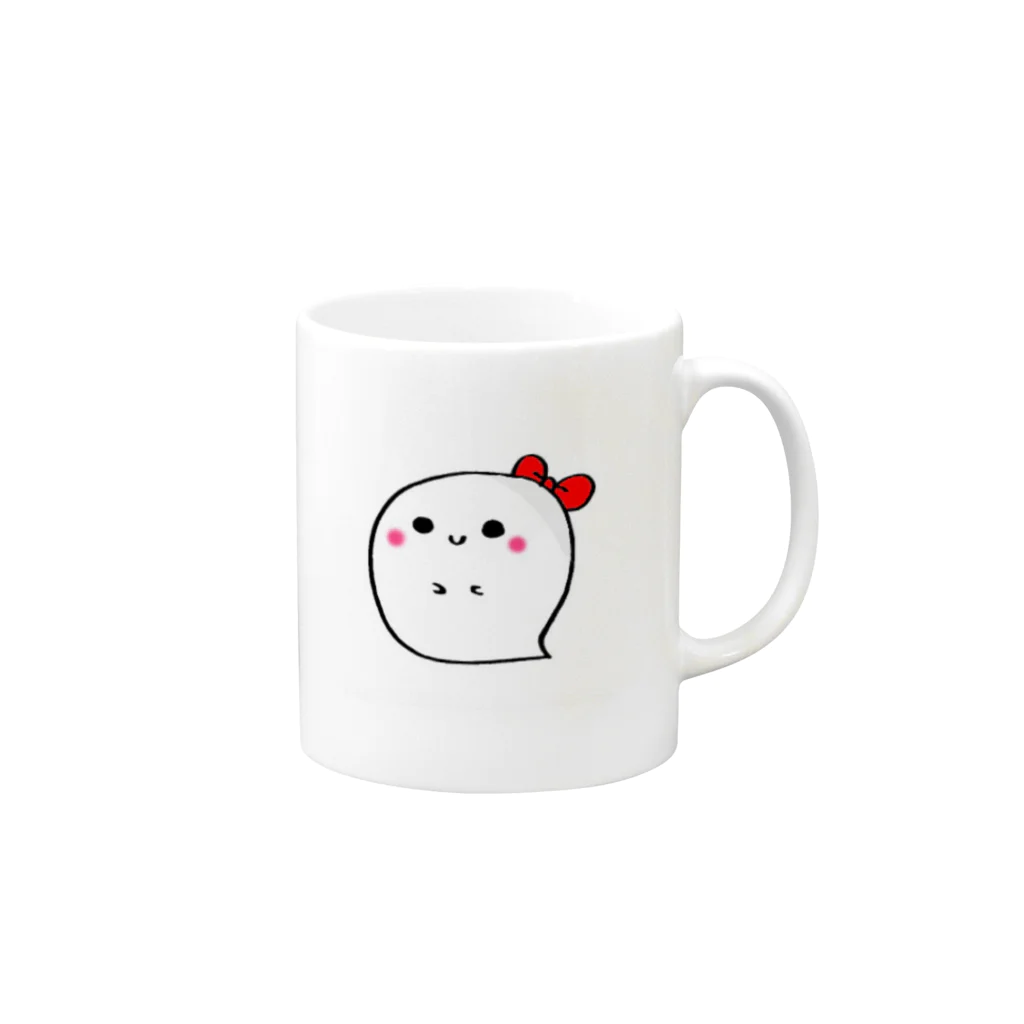 小鳥のこっちゃん@LINEスタンプ販売中のりぼんおばけのおばけちゃん Mug :right side of the handle