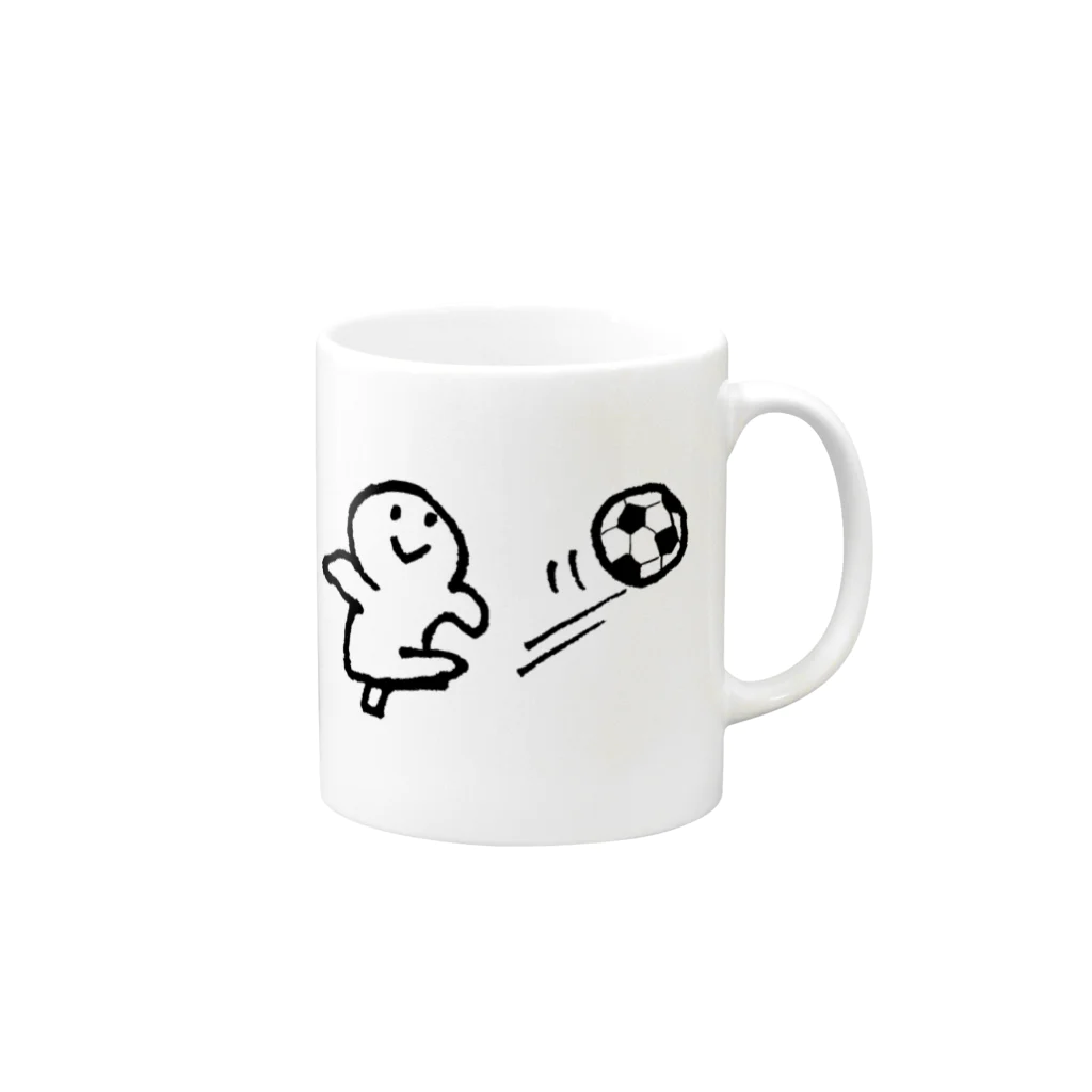 てがきですの屋さんのサッカー選手！丸さん Mug :right side of the handle