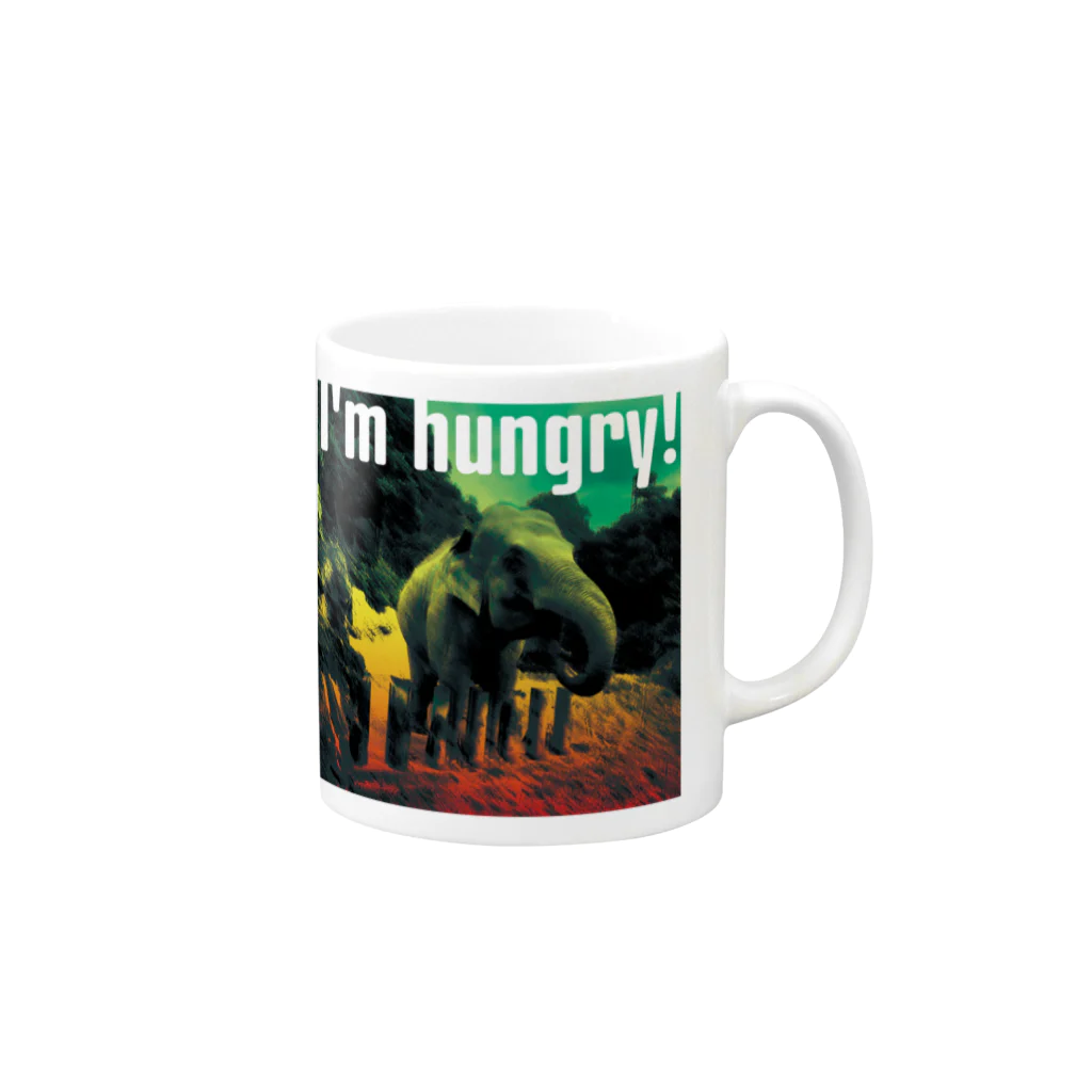 Drecome_Designのおなかすいたぞう Mug :right side of the handle