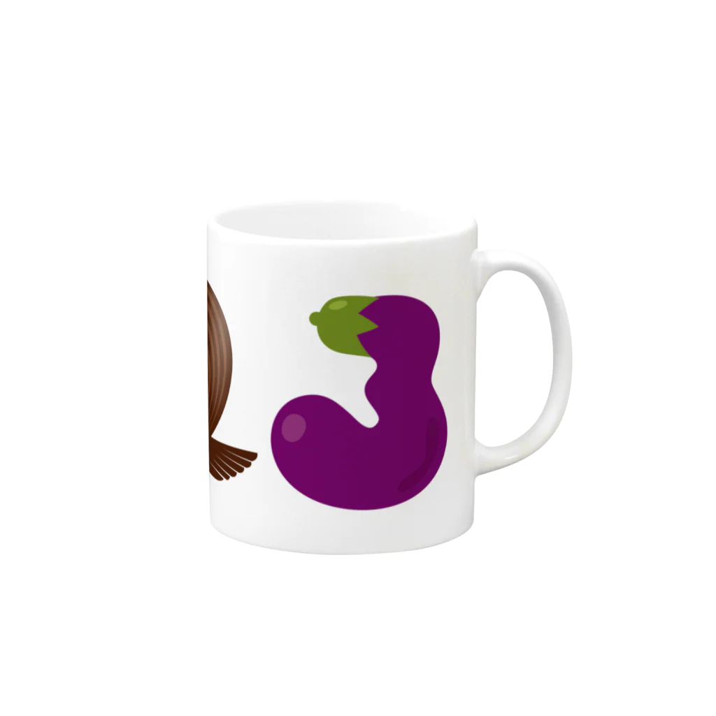 無彩色デザイン販売所の初夢 / 一富士二鷹三茄子 Mug :right side of the handle