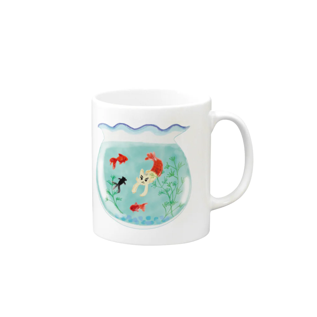 つなサポSHOPのやの犬すいすい Mug :right side of the handle