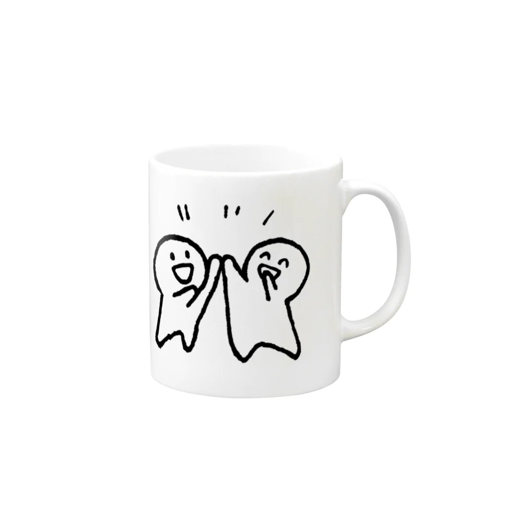 てがきですの屋さんのハイタッチ！ 丸さん Mug :right side of the handle