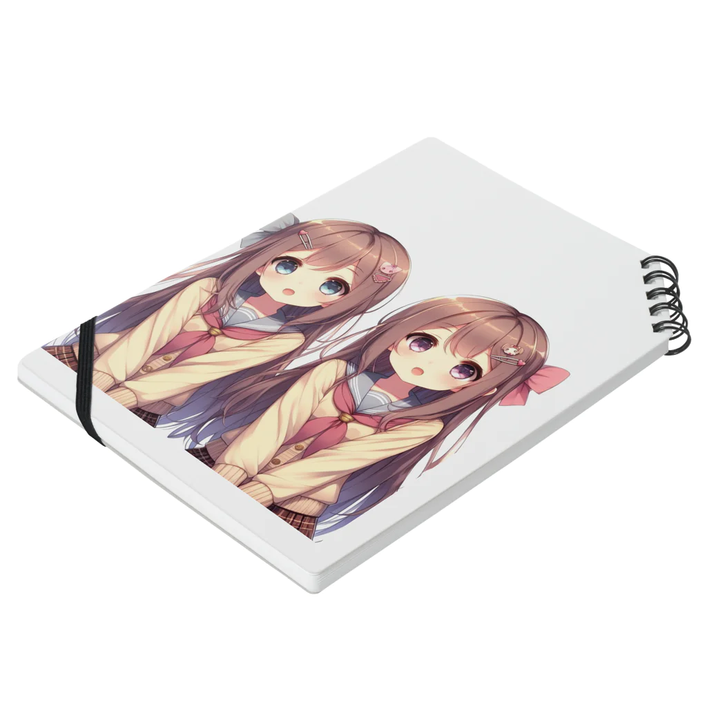 腹ペコ赤虫の愛らしい可愛い双子の姉妹 Notebook :placed flat