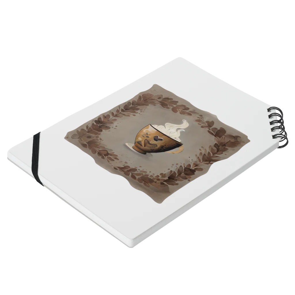 leisurely_lifeのA richly decorated coffee-inspired T-shirt design Notebook :placed flat