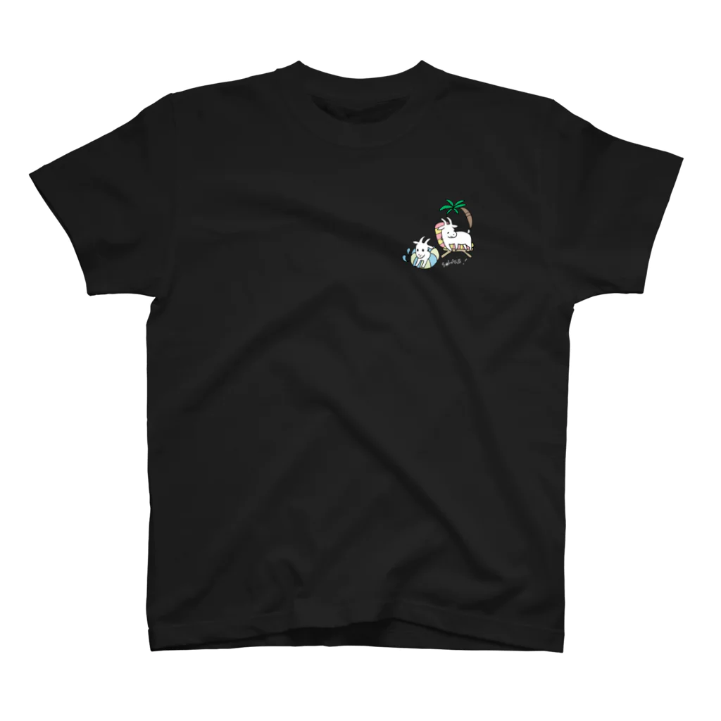 moco_yagikatsuの【プールサイドのライトとナギ#ヤギ】ワンポイント・バックなし One Point T-Shirt
