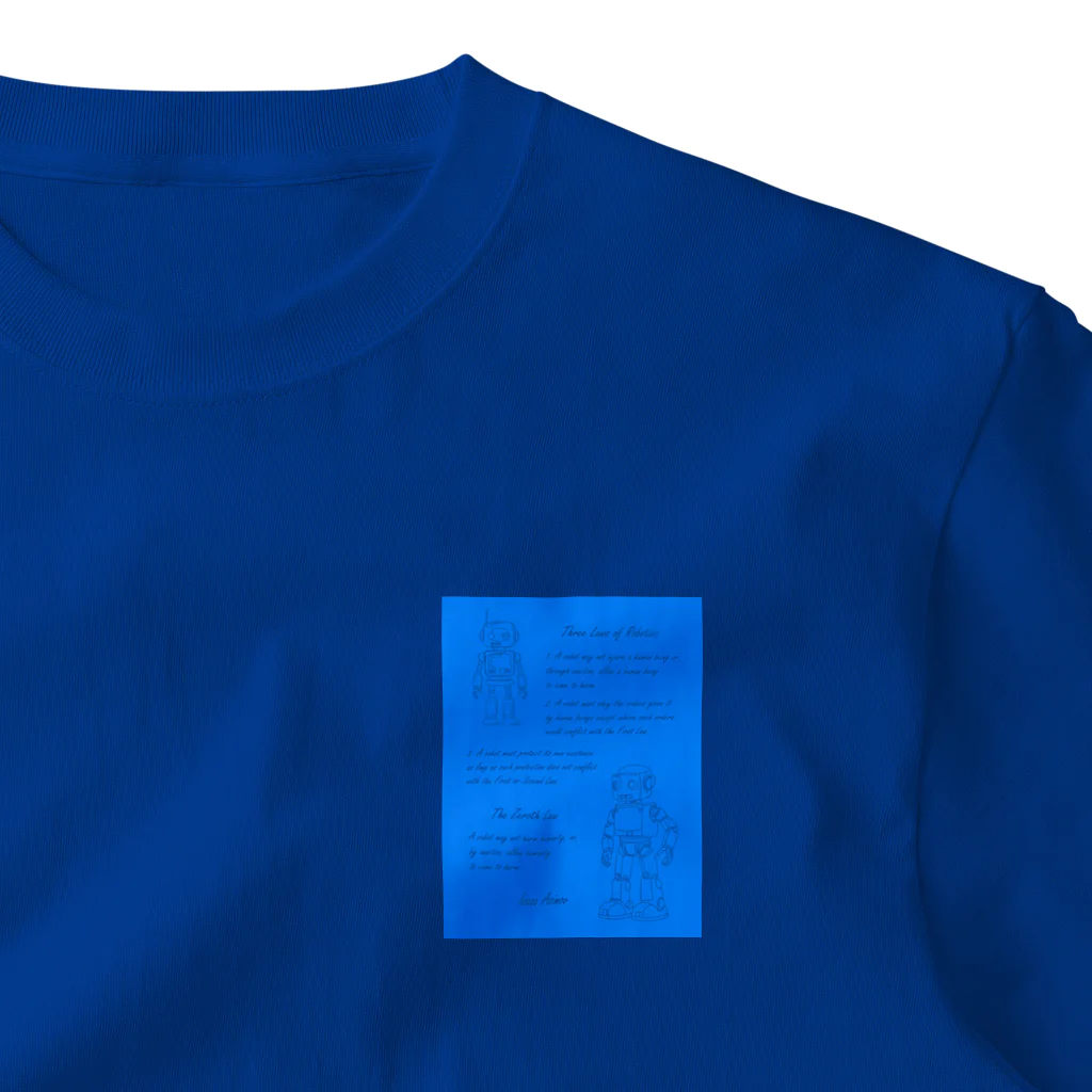 mirinconixのアシモフのロボット3原則とロボットの落書き  セルリアンブルー One Point T-Shirt