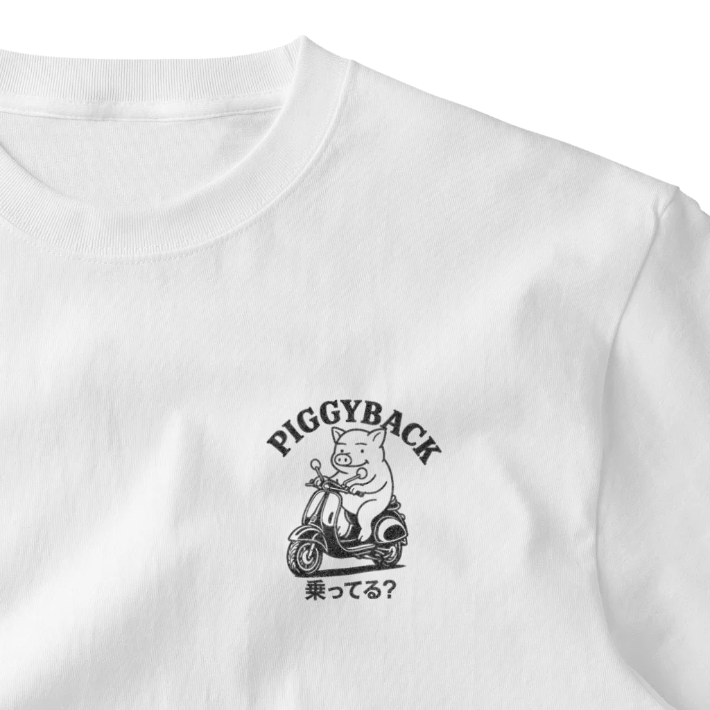 PIGGYBACKの「乗ってる？」ヴィンテージ・スクーターTシャツ One Point T-Shirt
