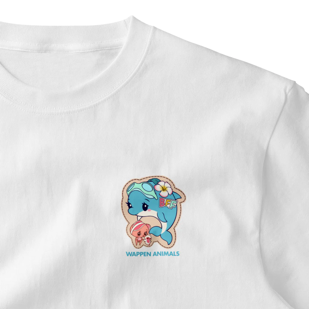 ワッペンアニマルワールドのイルカちゃんスカイミント（ワッペンアニマル） One Point T-Shirt