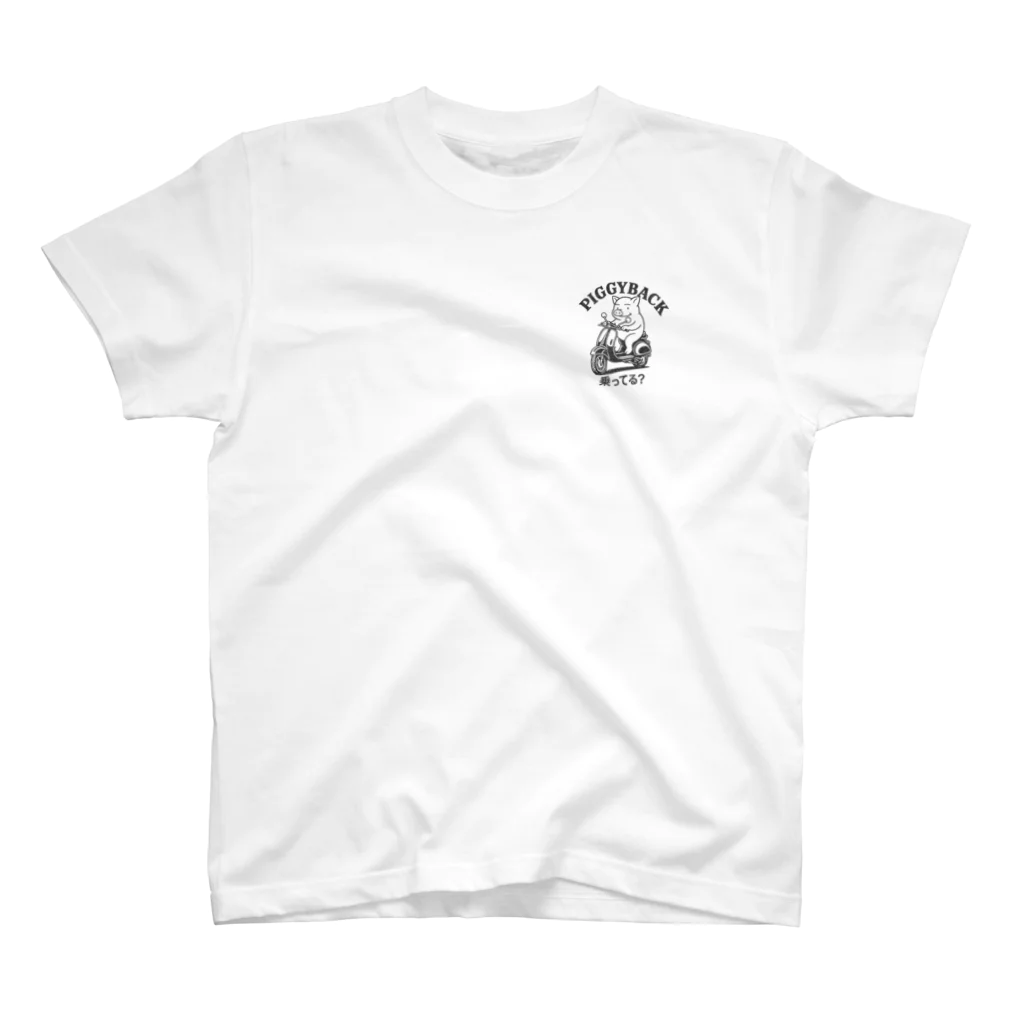 PIGGYBACKの「乗ってる？」ヴィンテージ・スクーターTシャツ One Point T-Shirt