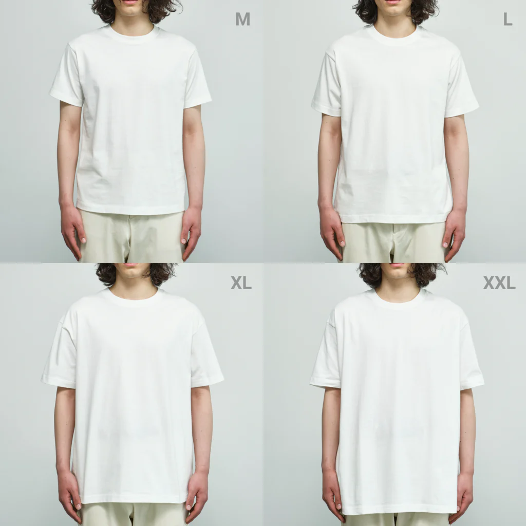 まる子®️のゴミ収集車くん Organic Cotton T-Shirtのサイズ別着用イメージ(男性)