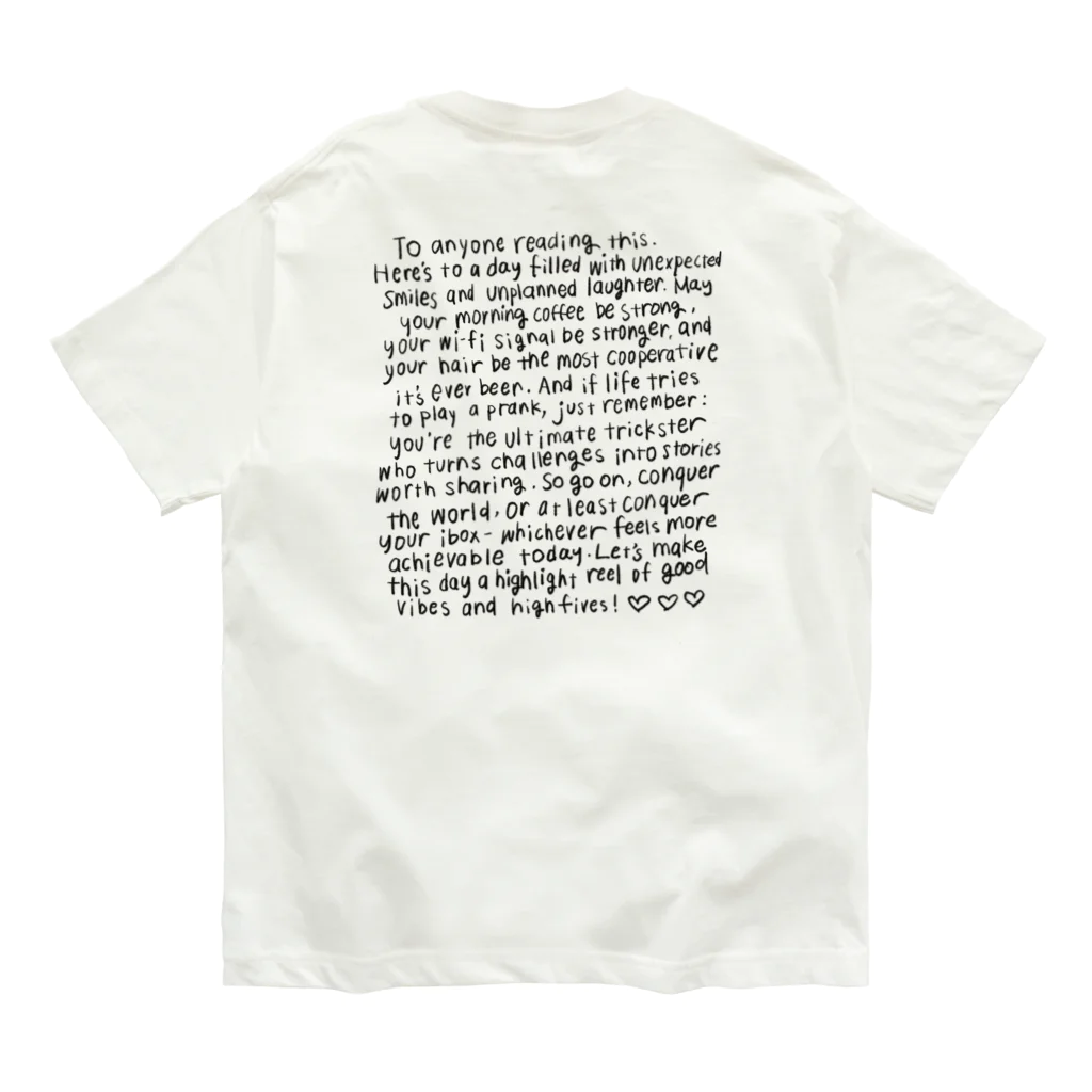 新品タグ付き 24SS プラージュ Tシャツ オーガニックコットン ホワイト ポジティブメッセージ手書きTシャツ / shimuko shop ( shimuko
