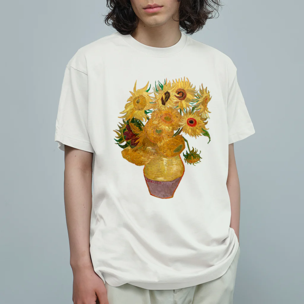 国内配送☆セザンヌ☆オーガニックコットン メッセージ Tシャツ ゴッホ ひまわり Vincent van Gogh / Sunflowers / MUGEN ART