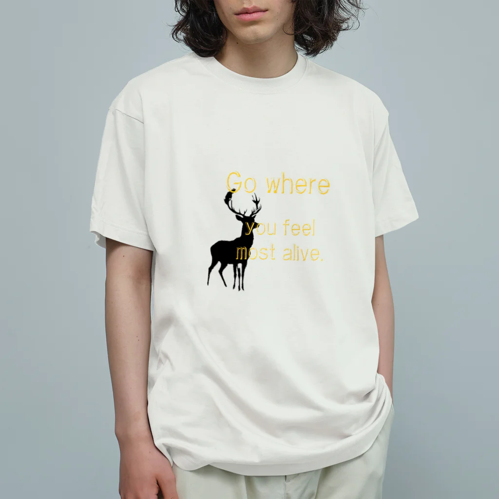 mayukkoro29の鹿の影絵　”一番生きていると感じる場所へ行こう” Organic Cotton T-Shirt