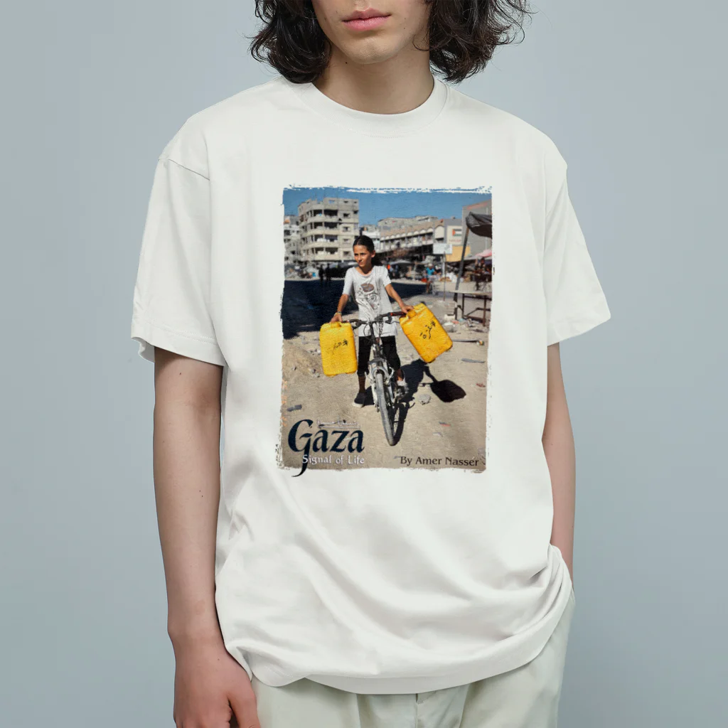 Gaza. Signal of Life.jpの【We will rebuild it】バック：無地 Organic Cotton T-Shirt