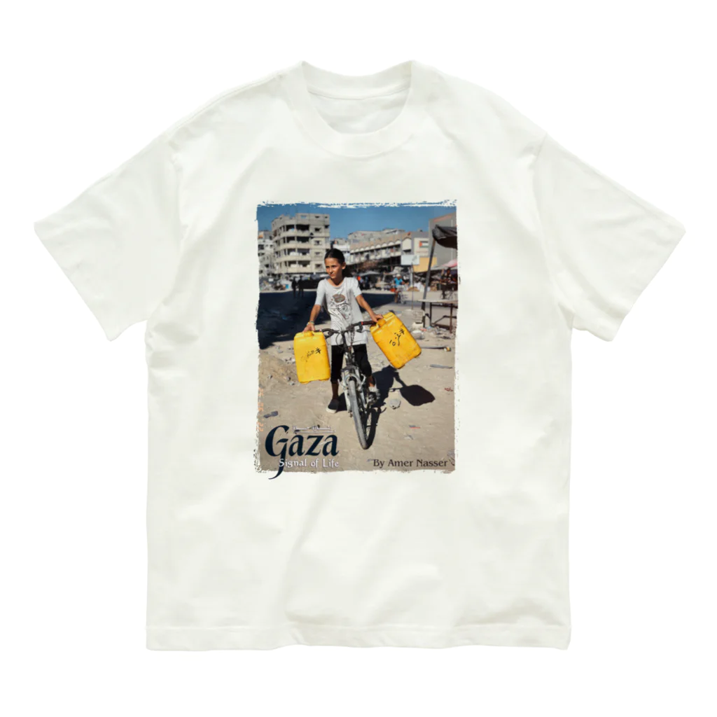Gaza. Signal of Life.jpの【We will rebuild it】バック：無地 Organic Cotton T-Shirt