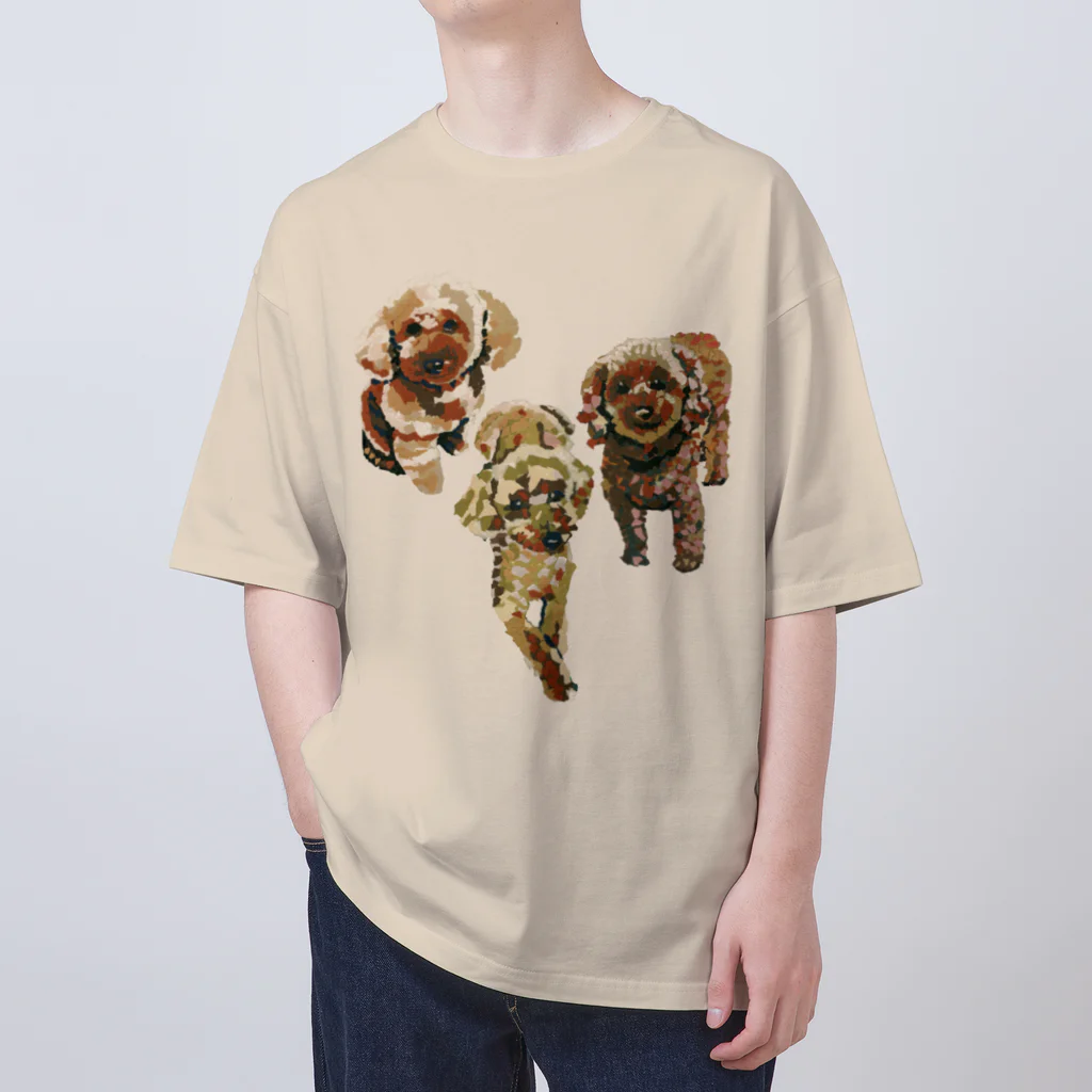 Yuhki | おばけのゆうき 公式オンラインショップのトイプードル３匹(ちぎり絵) Oversized T-Shirt