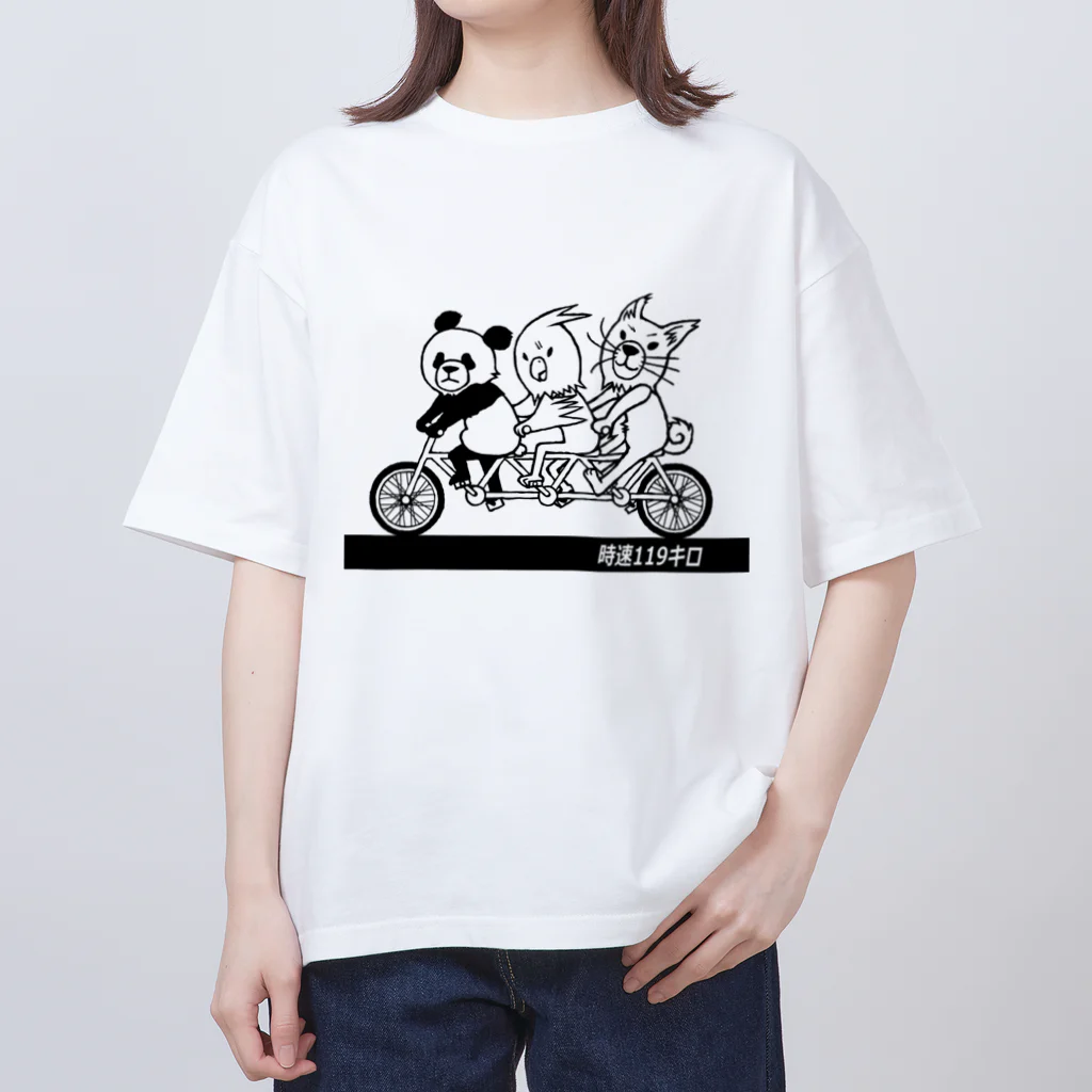 白黒迷彩の３連チャリンコ Oversized T-Shirt