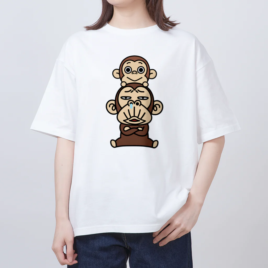 【送料無料・サイズ選択可】Tシャツ　オリジナルキャラクター「ピックル」 イラッとお猿さんとチビ猿ちゃん / セイコウ スタンプ