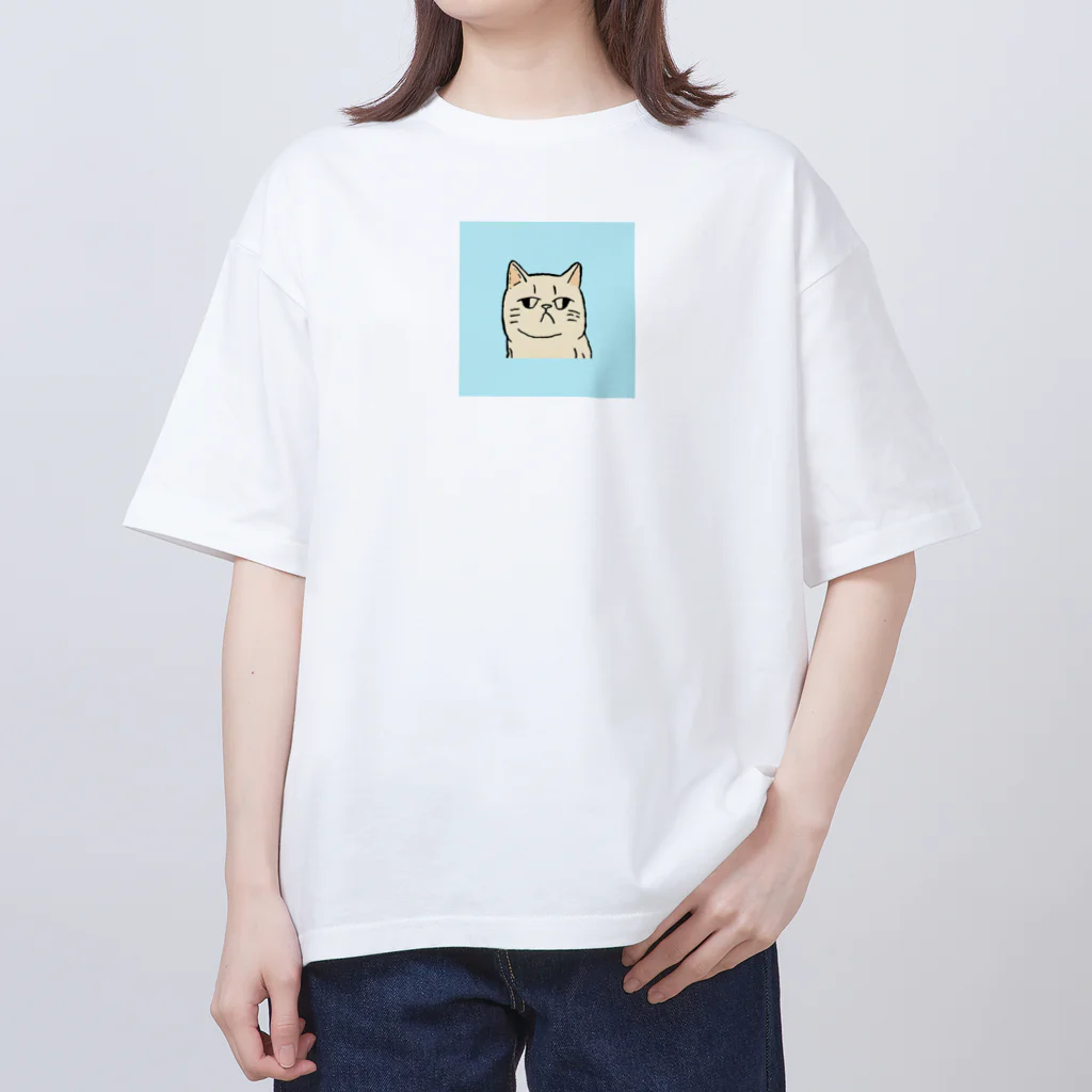 日常のふてくされたネコくん(水色) Oversized T-Shirt
