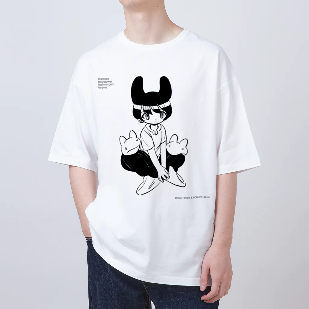 田中かえさんのTシャツ（黒プリント） Oversized T-Shirt by