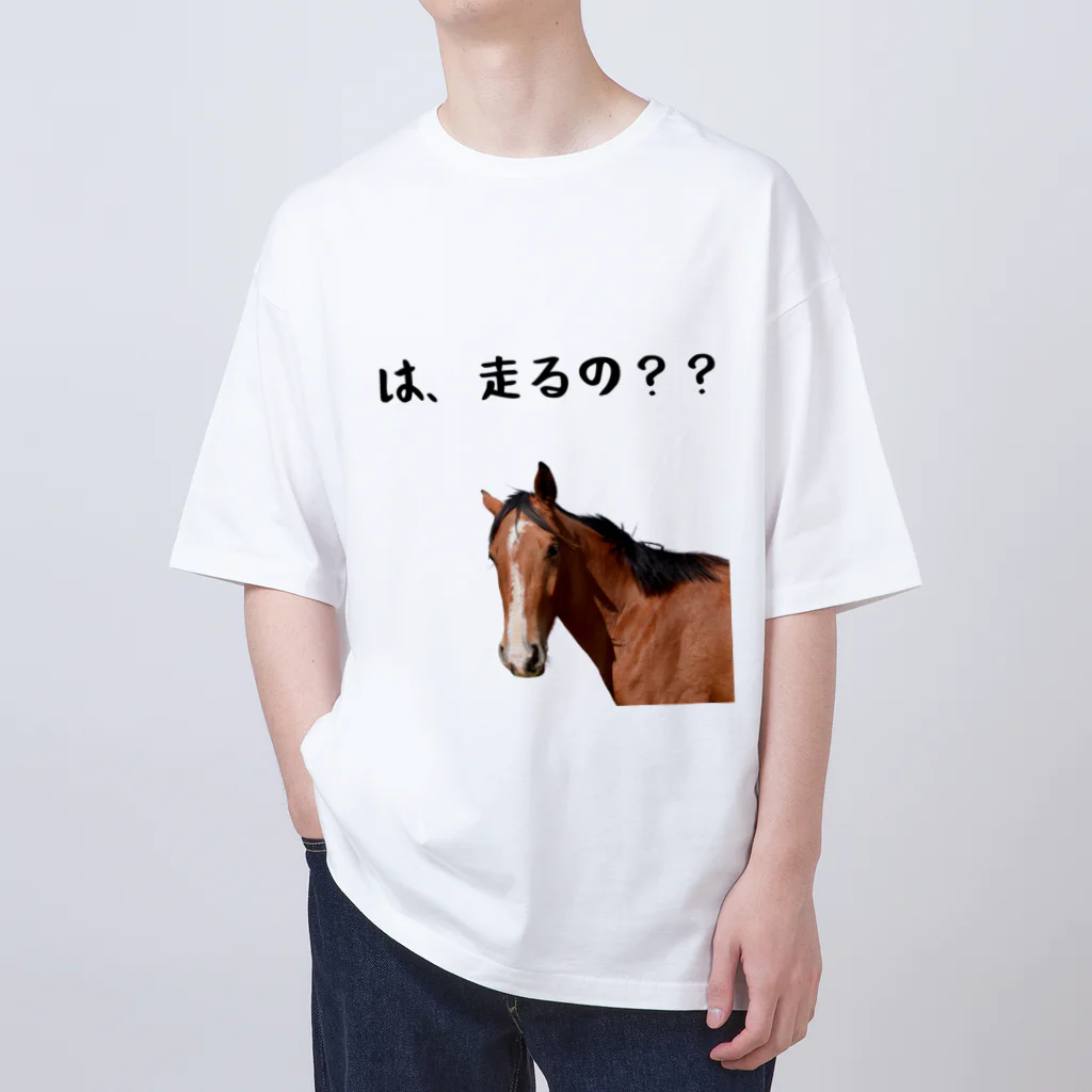 BASCOバスコ　白　オーバーサイズ　Tシャツ 驚く競走馬 / kokoro46 ( cocoro46 )のオーバーサイズTシャツ