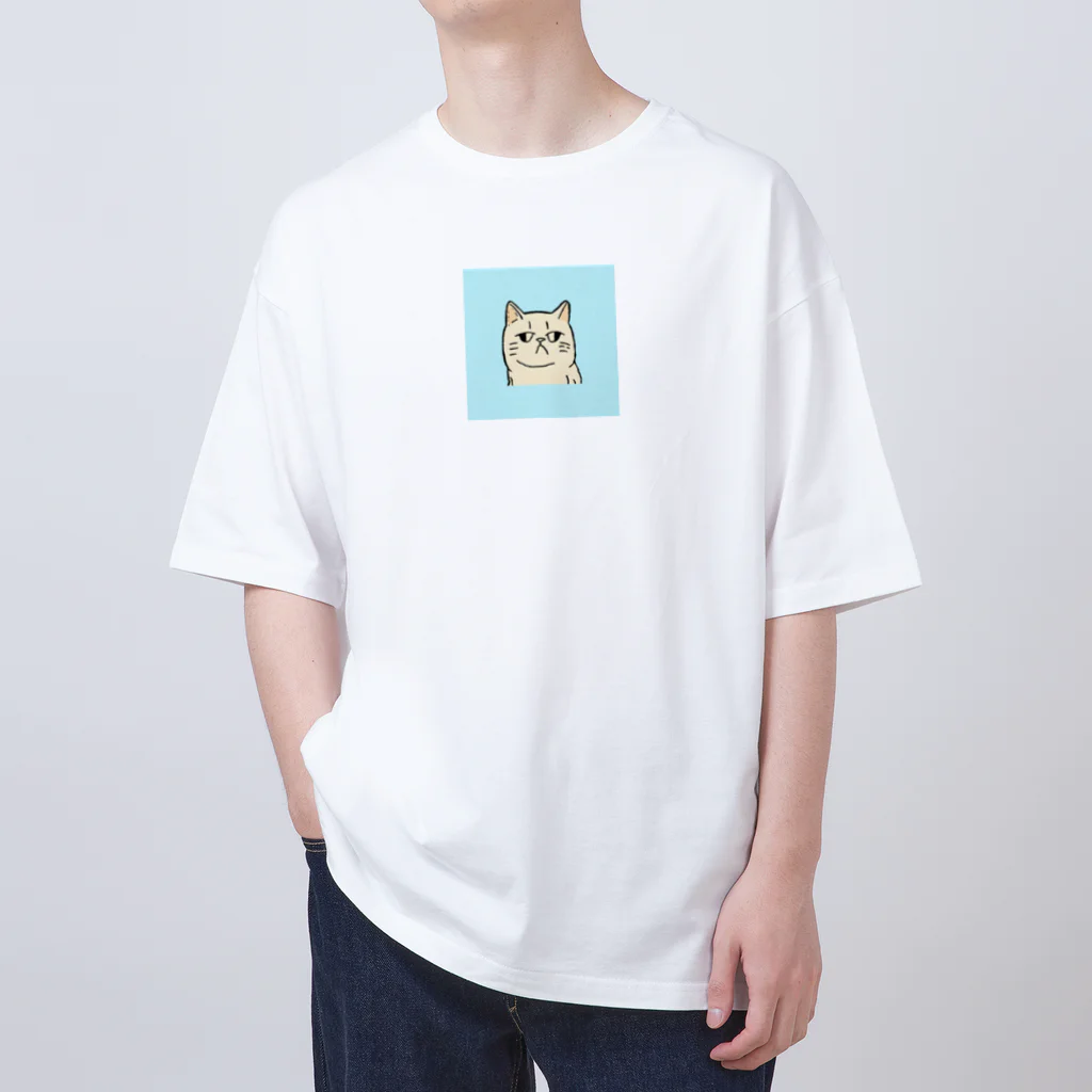 日常のふてくされたネコくん(水色) Oversized T-Shirt
