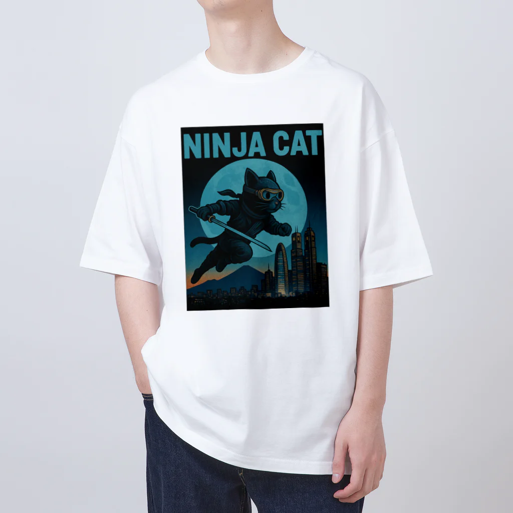 Atena-DesighnのNINJA CAT（1）忍者猫 Oversized T-Shirt