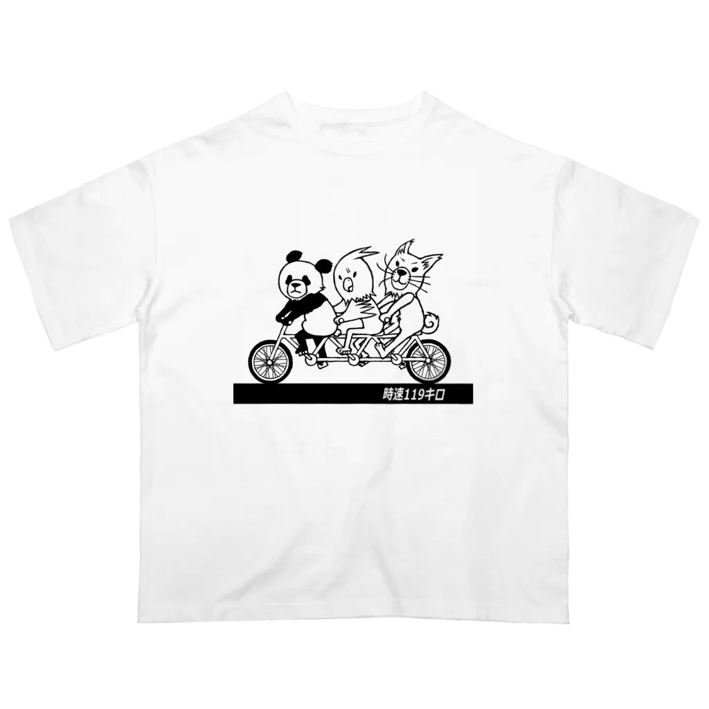 白黒迷彩の３連チャリンコ Oversized T-Shirt