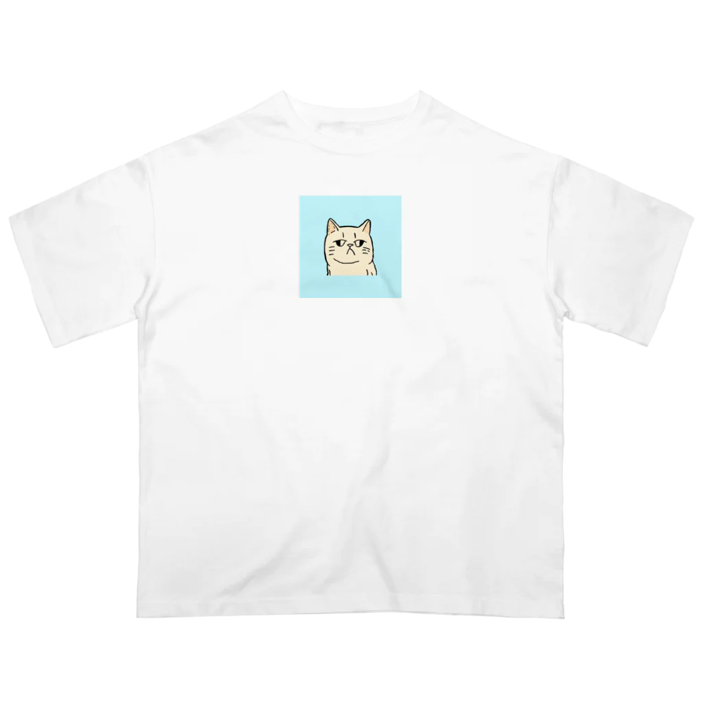 日常のふてくされたネコくん(水色) Oversized T-Shirt