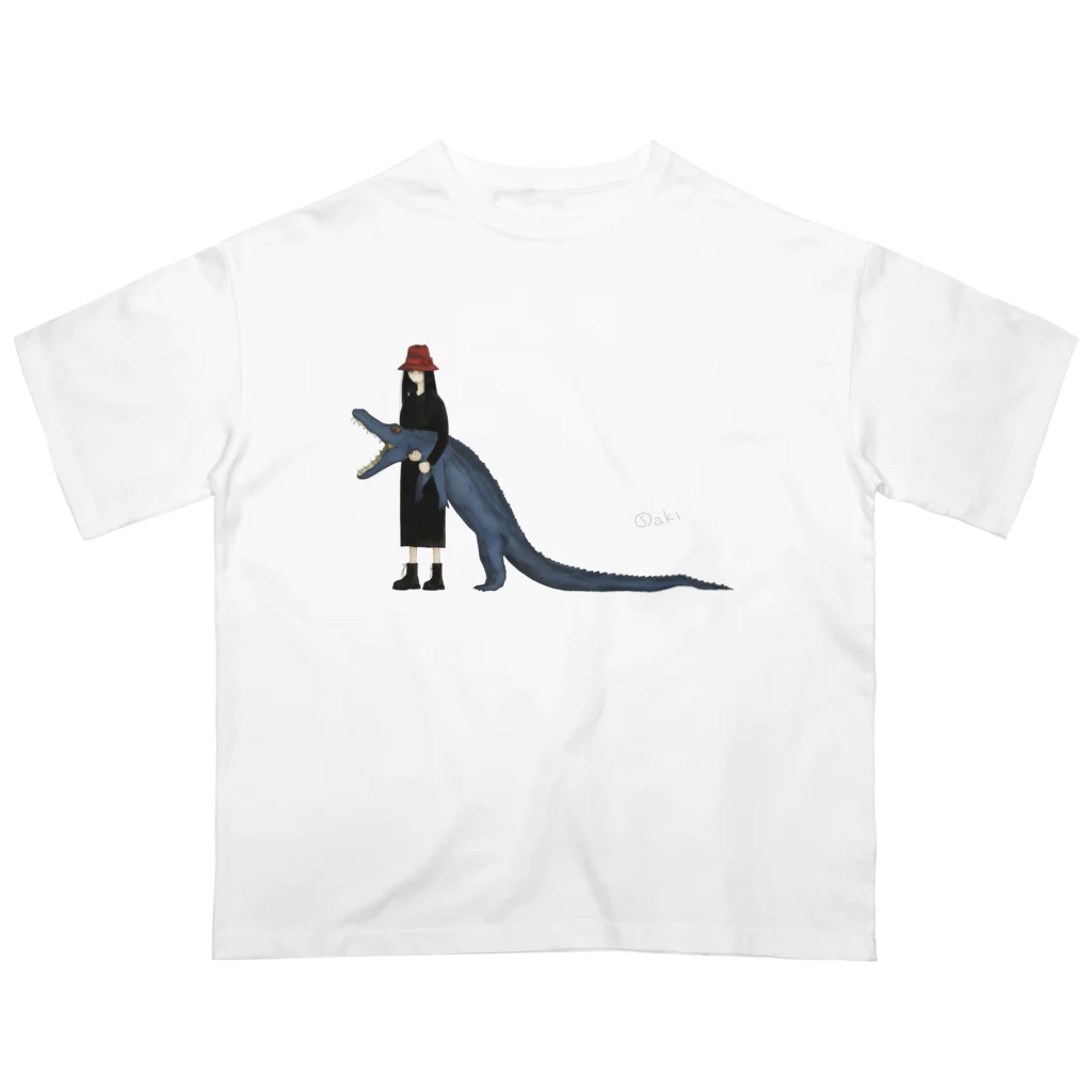 OARFISHの赤帽子と青ワニ Oversized T-Shirt