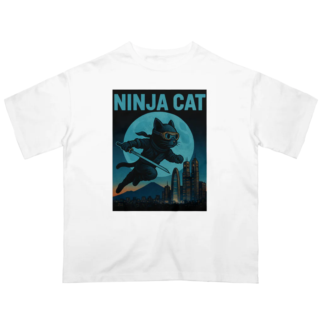 Atena-DesighnのNINJA CAT（1）忍者猫 Oversized T-Shirt