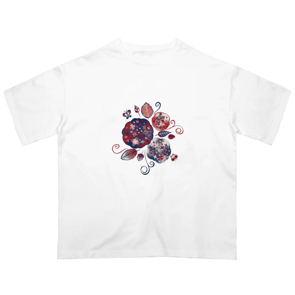 IZANAMI by Akane Yabushitaの【日本レトロ#17】あじさい Oversized T-Shirt