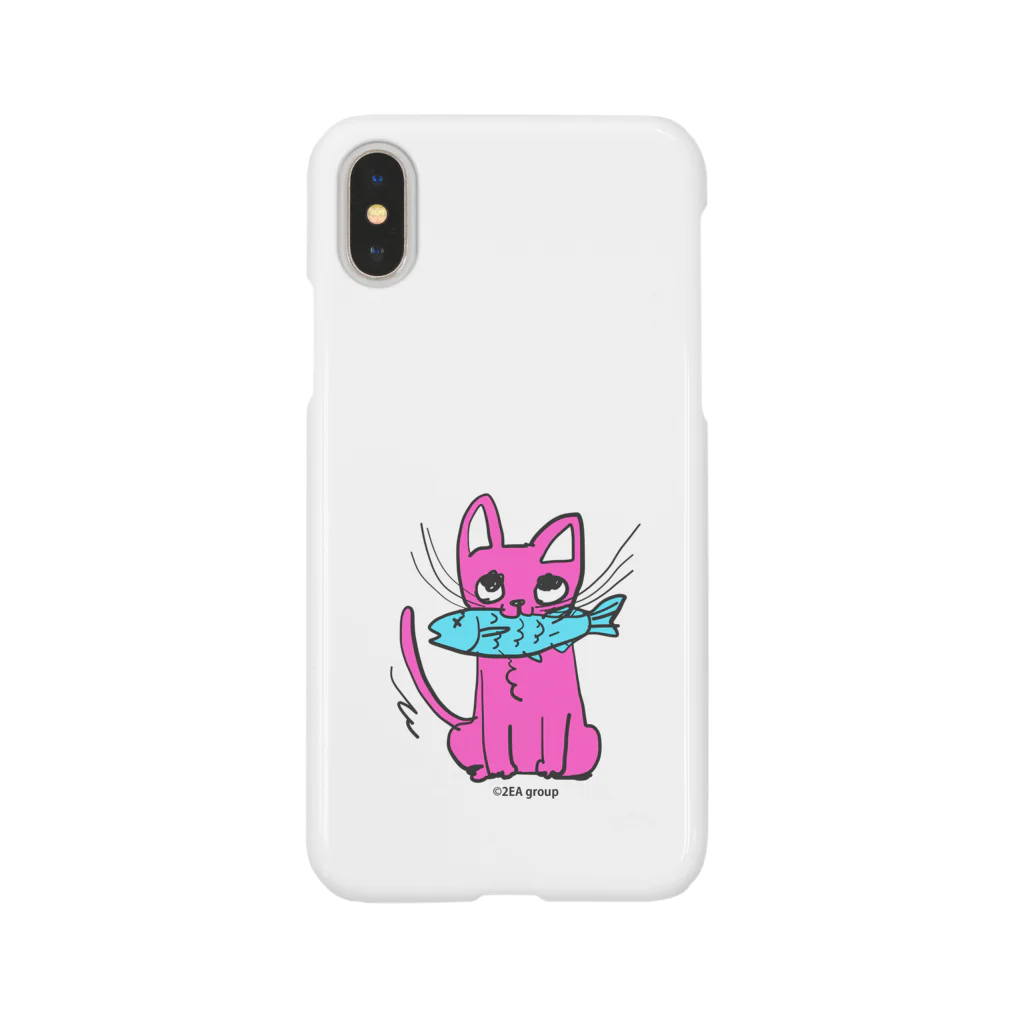 Official GOODS Shopのお魚くわえたピンクニャーンコ iPhone Smartphone Case