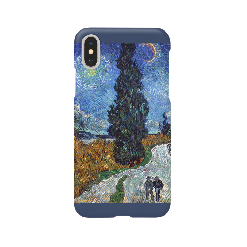 SONOTENI-ARTの005-003　ゴッホ　『糸杉と星の見える道』　スマホケース　表側面印刷　iPhone XS/X専用デザイン　SC6 iPhone Smartphone Case