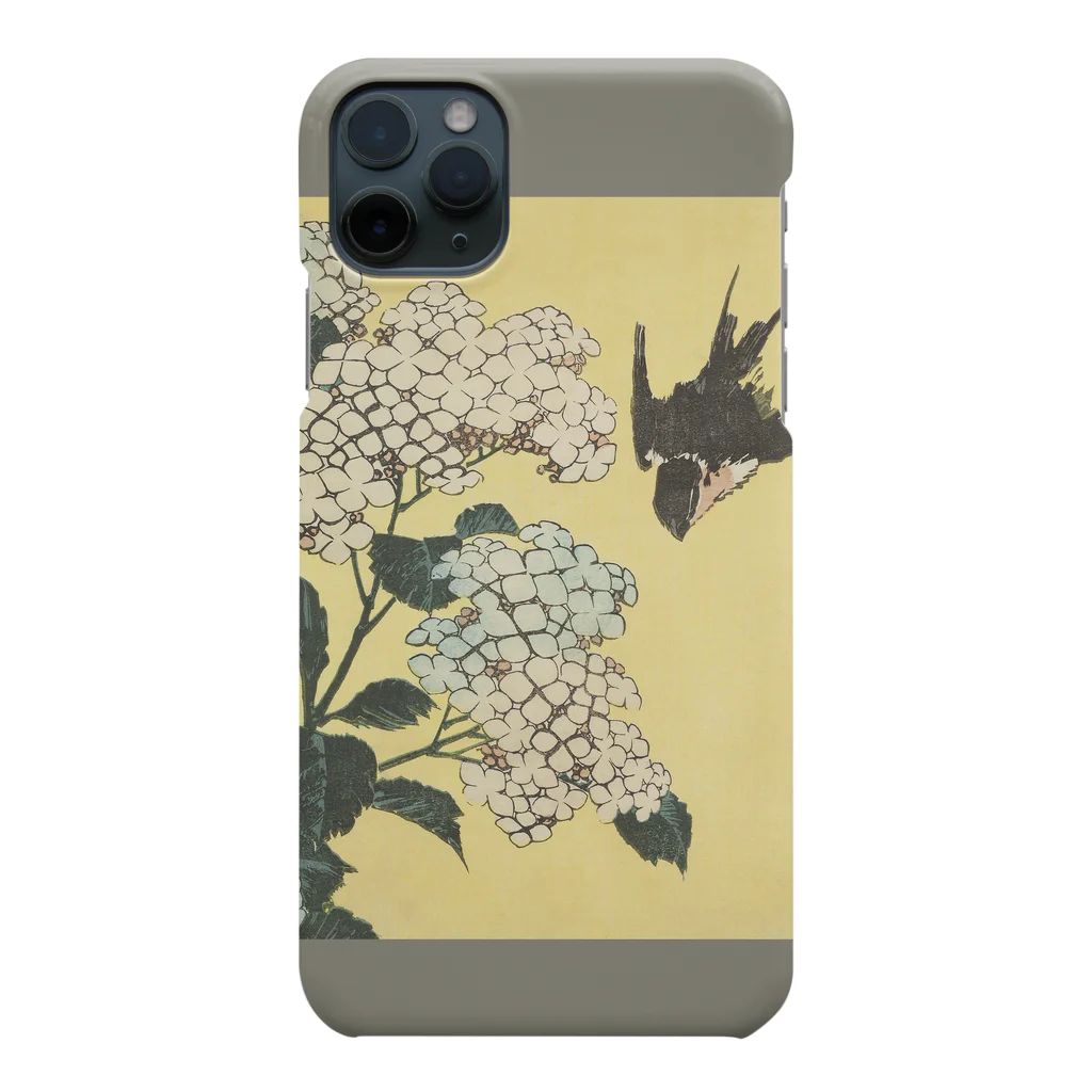 SONOTENI-ARTの003-009　葛飾北斎　『紫陽花に燕』　スマホケース　表側面印刷　iPhone 11/11ProMax専用デザイン　SC3 iPhone Smartphone Case